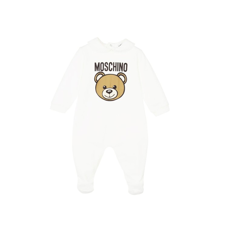 MOSCHINO Tutina bianca con logo e Bear neonati