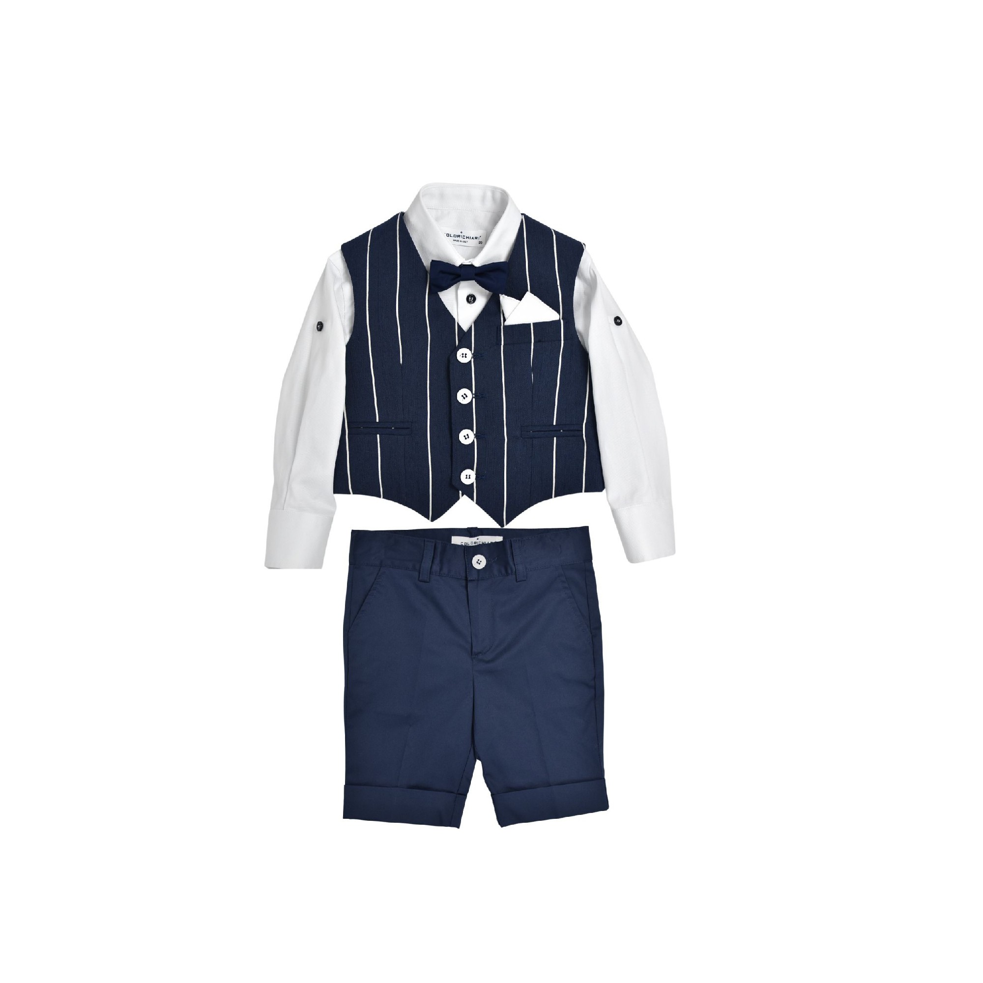 COLORI CHIARI Completo blu cerimonia 5 pezzi cotone bambino