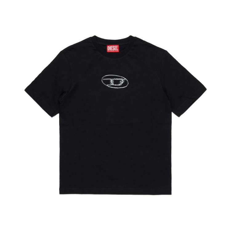 DIESEL T-shirt nera con logo sul petto bambini