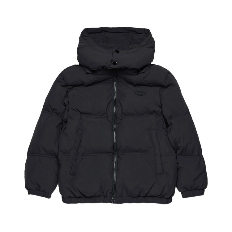 DIESEL Giubbotto nero con cappuccio bambini