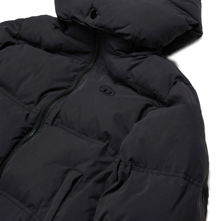 DIESEL Giubbotto nero con cappuccio bambini