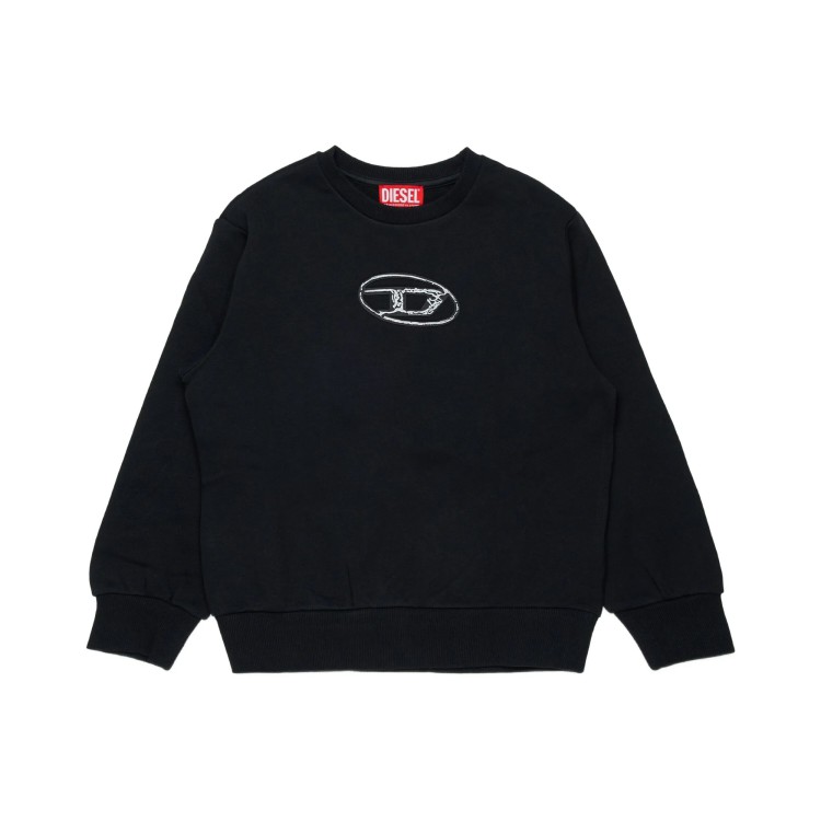 DIESEL Felpa nera logo effetto metallo bambini