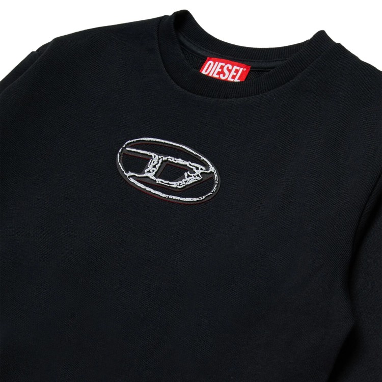 DIESEL Felpa nera logo effetto metallo bambini