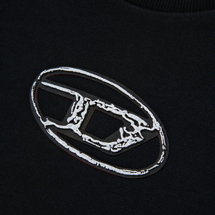 DIESEL Felpa nera logo effetto metallo bambini