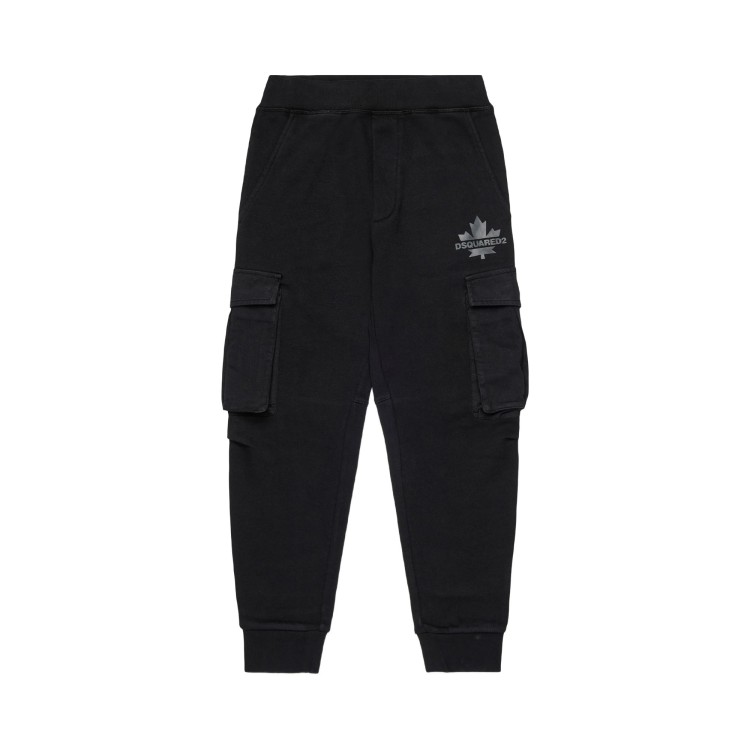 DSQUARED Pantaloni neri cargo con logo bambino