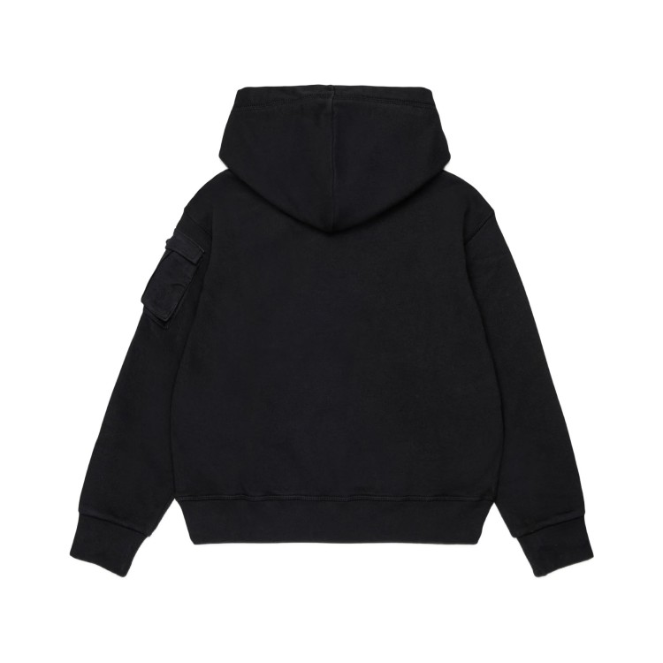 DSQUARED Felpa nera in cotone con cappuccio bambino