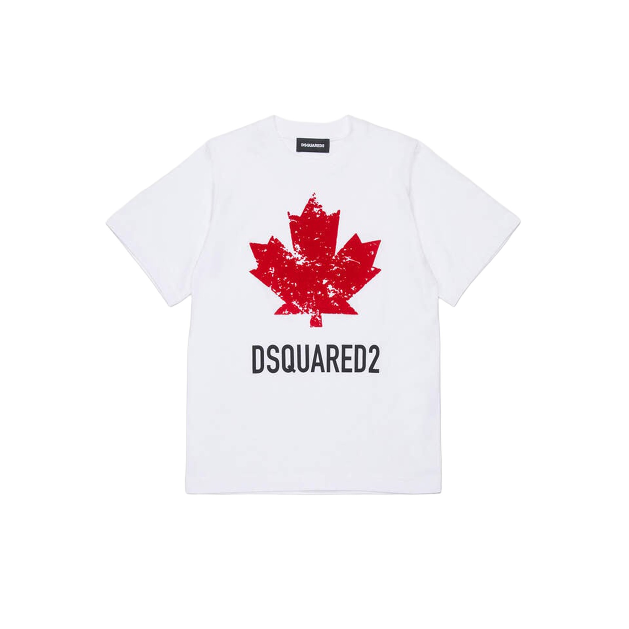 DSQUARED T-shirt bianca con logo maple bambino