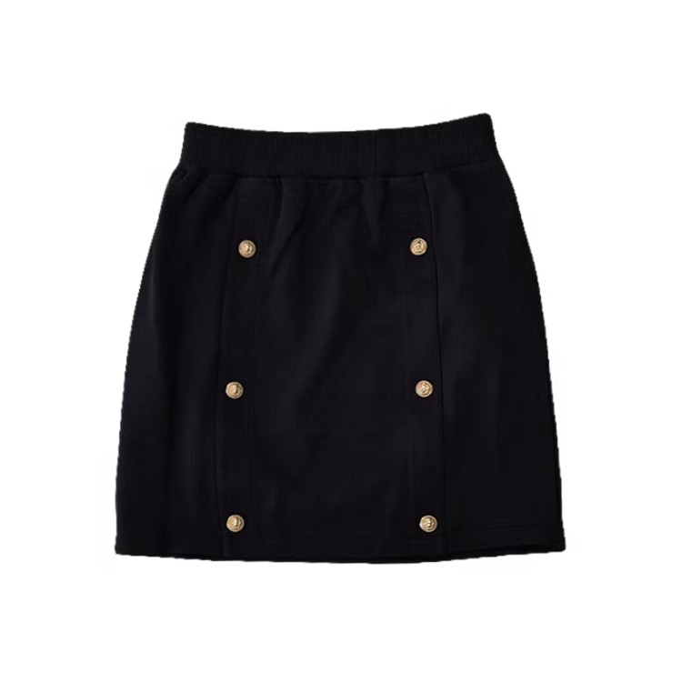 BALMAIN Gonna nera con bottoni logati oro bambina
