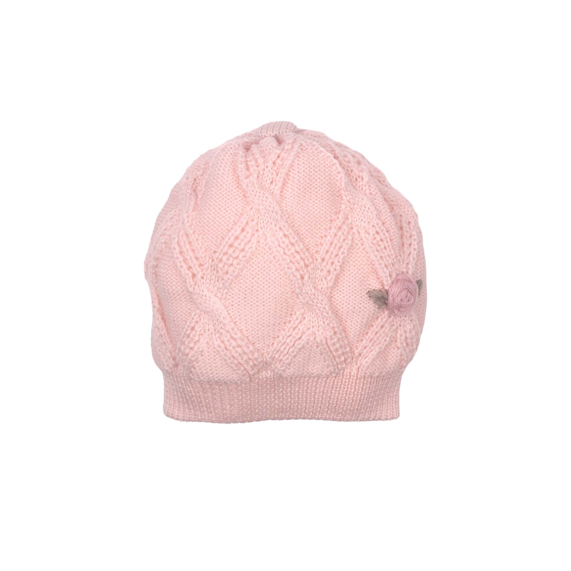 MARLU' Cappellino rosa con fiori neonata