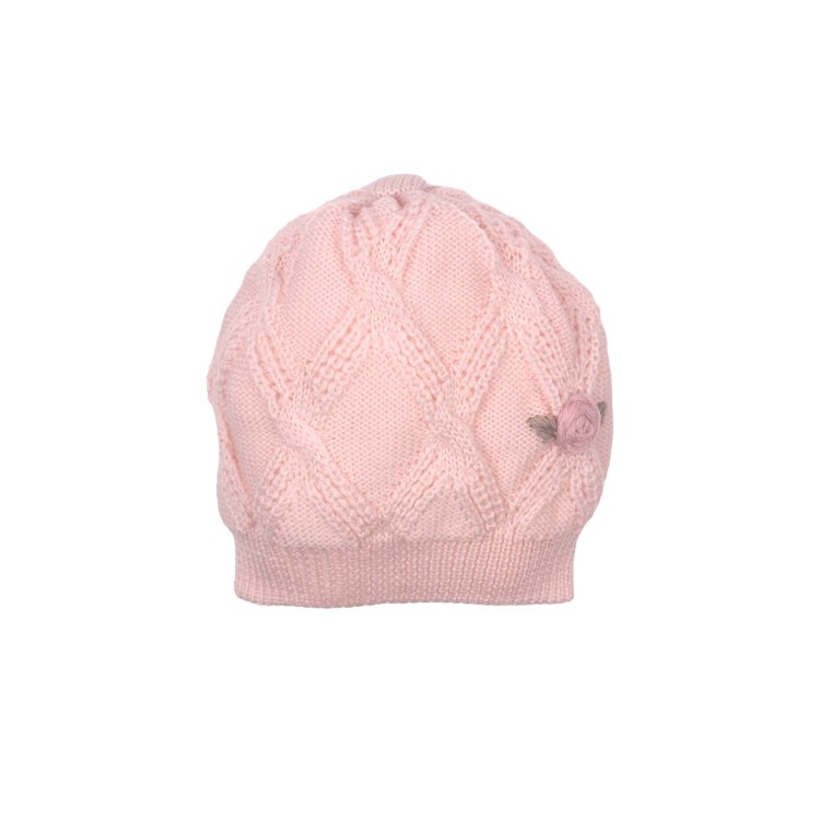 MARLU' Cappellino rosa con fiori neonata