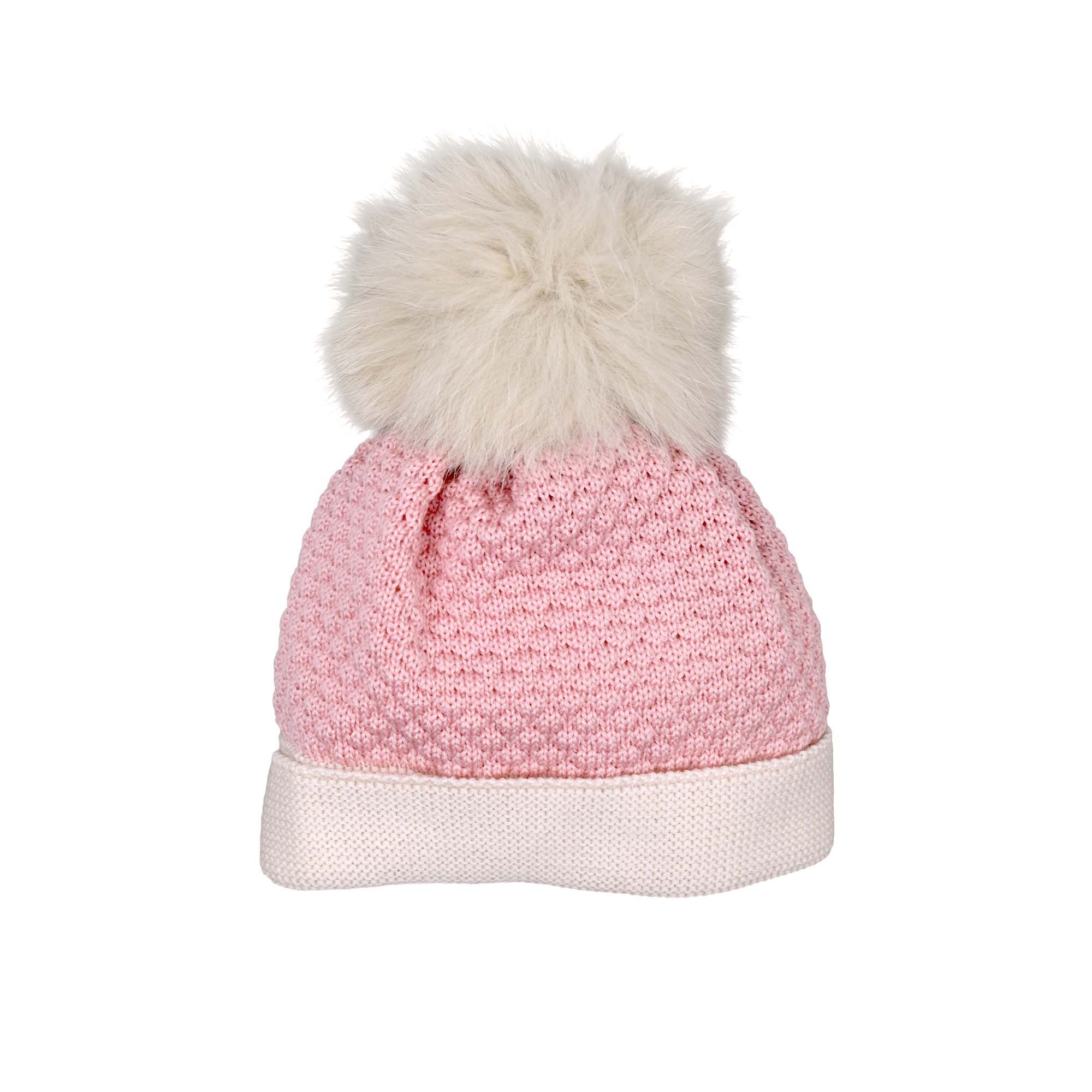 MARLU' Cappellino marsala e crema con pom pom neonata