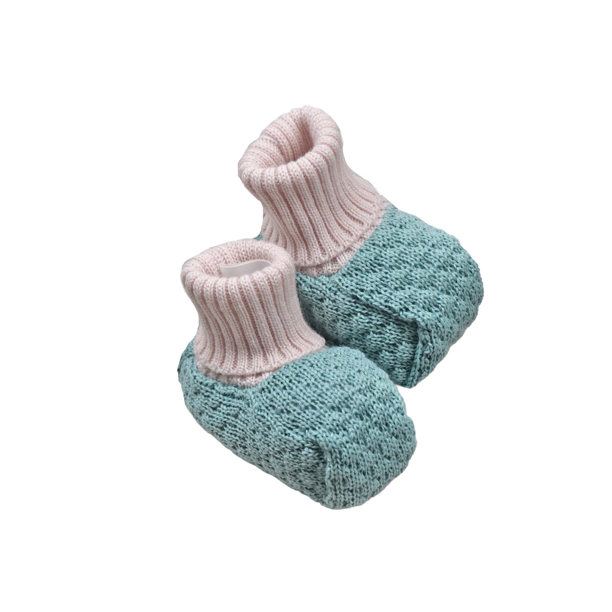 MARLU' Scarpine salvia e beige in filo neonati