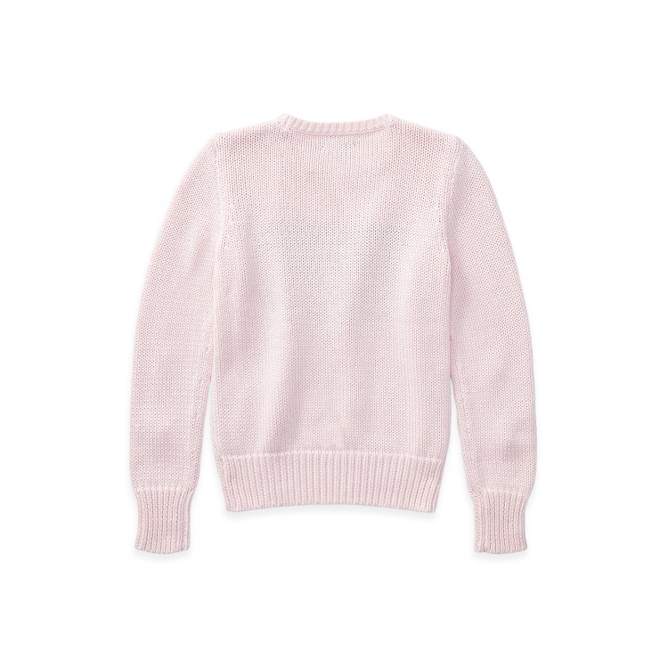 RALPH LAUREN Maglia rosa in cotone con bandiera bambina