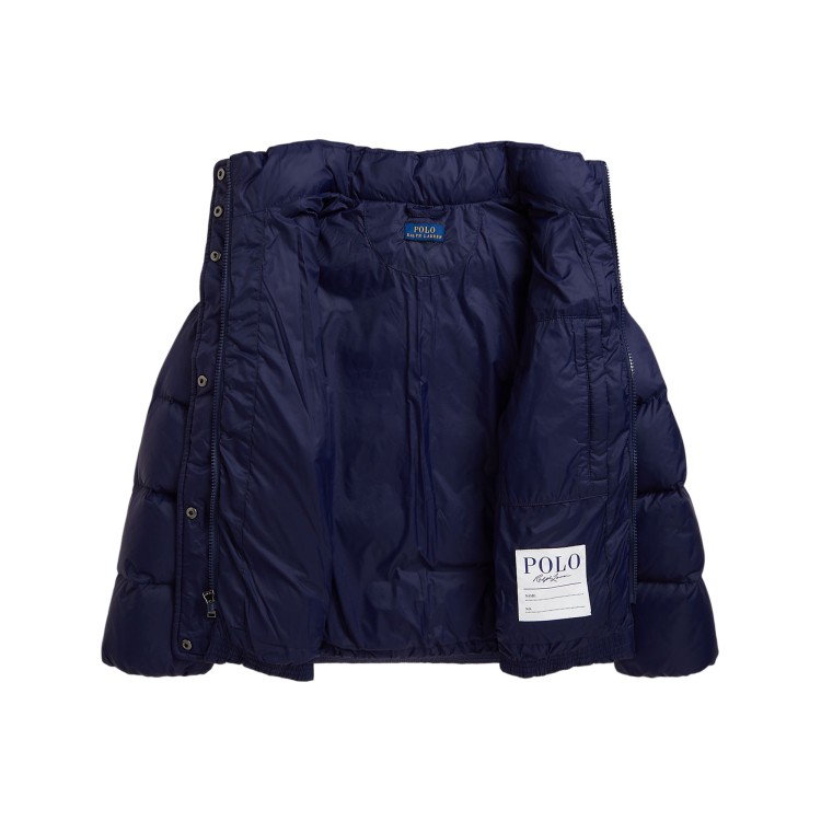 RALPH LAUREN Bomber blu navy logo bianco bambini