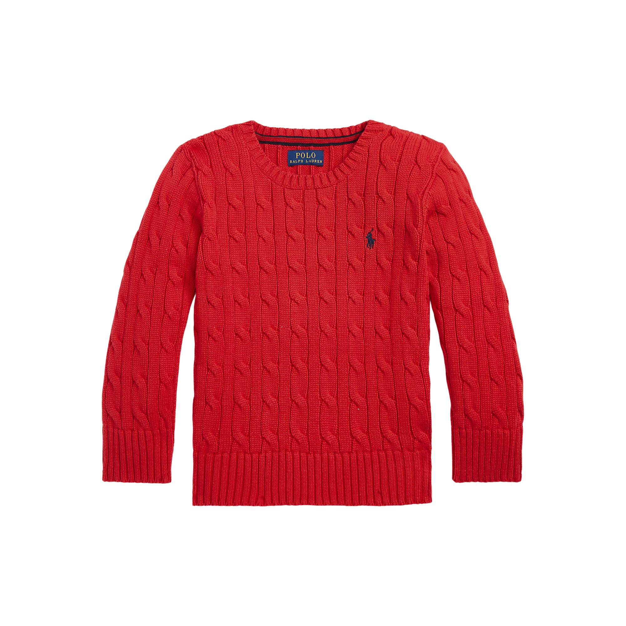 RALPH LAUREN Maglia rossa in cotone a trecce bambini