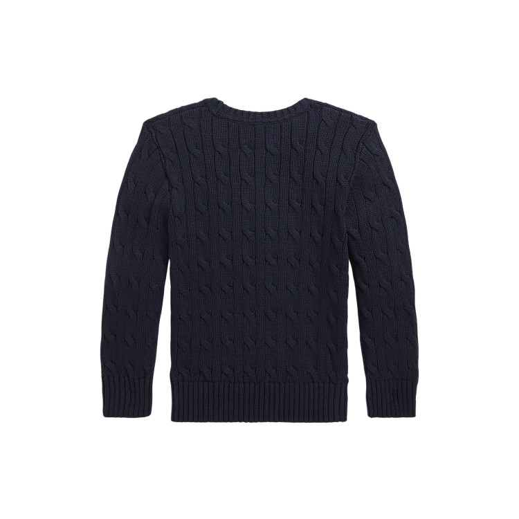 RALPH LAUREN Maglia navy in cotone a trecce bambini
