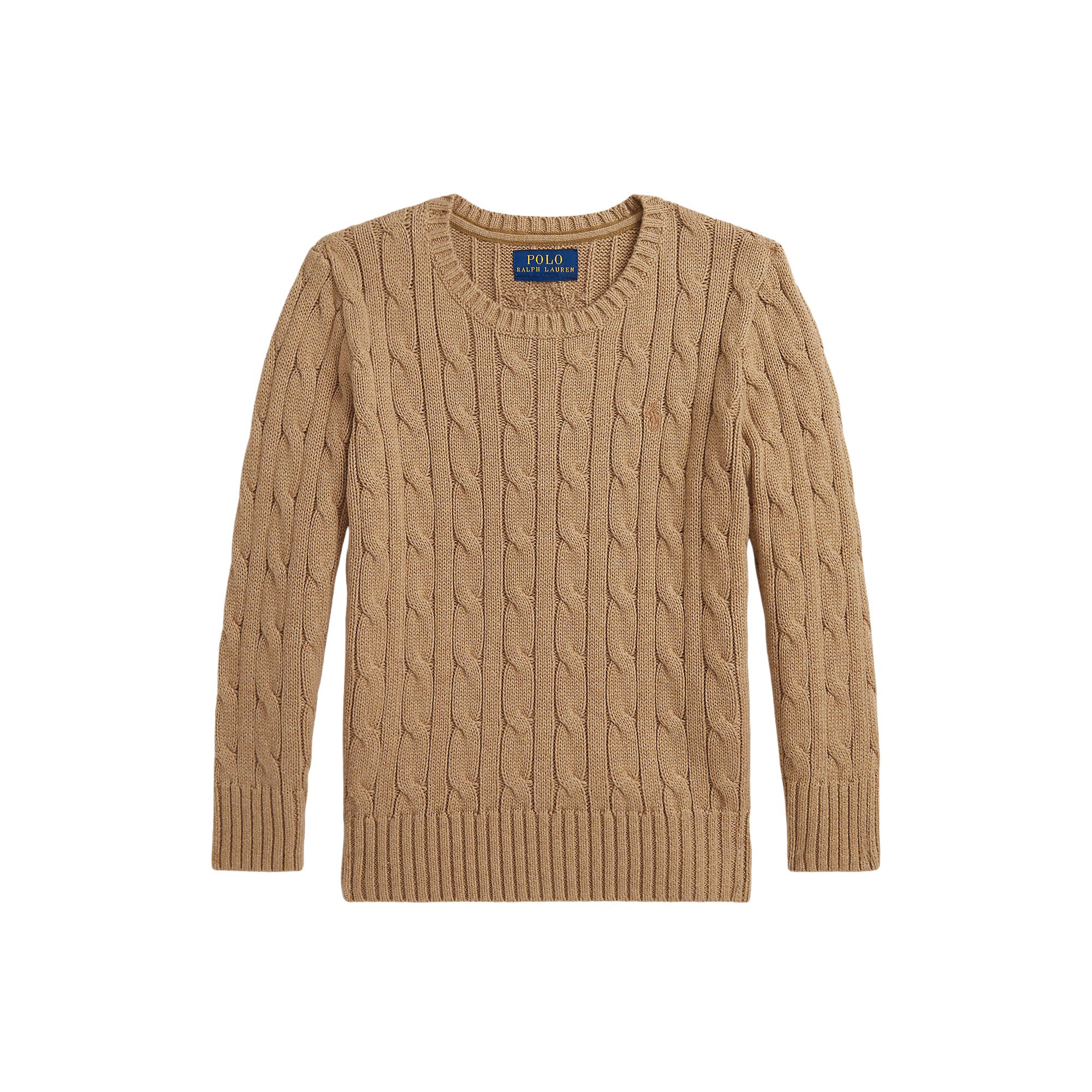 RALPH LAUREN Maglia cammello in cotone a trecce bambini