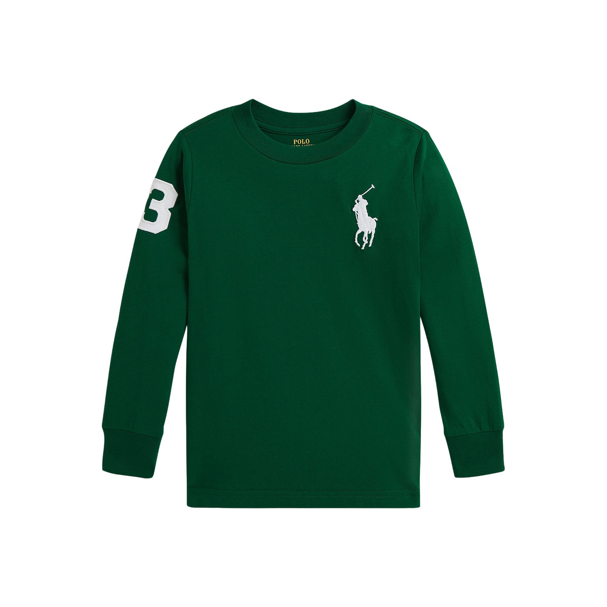 RALPH LAUREN T-shirt verde a maniche lunghe Big Pony bambini