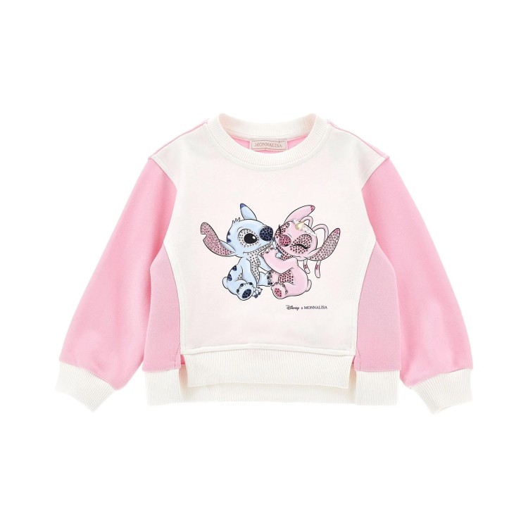 MONNALISA Felpa bianca e rosa Stitch bambina