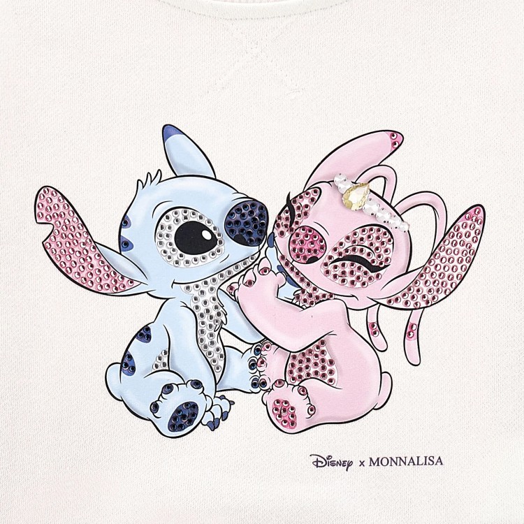 MONNALISA Felpa bianca e rosa Stitch bambina