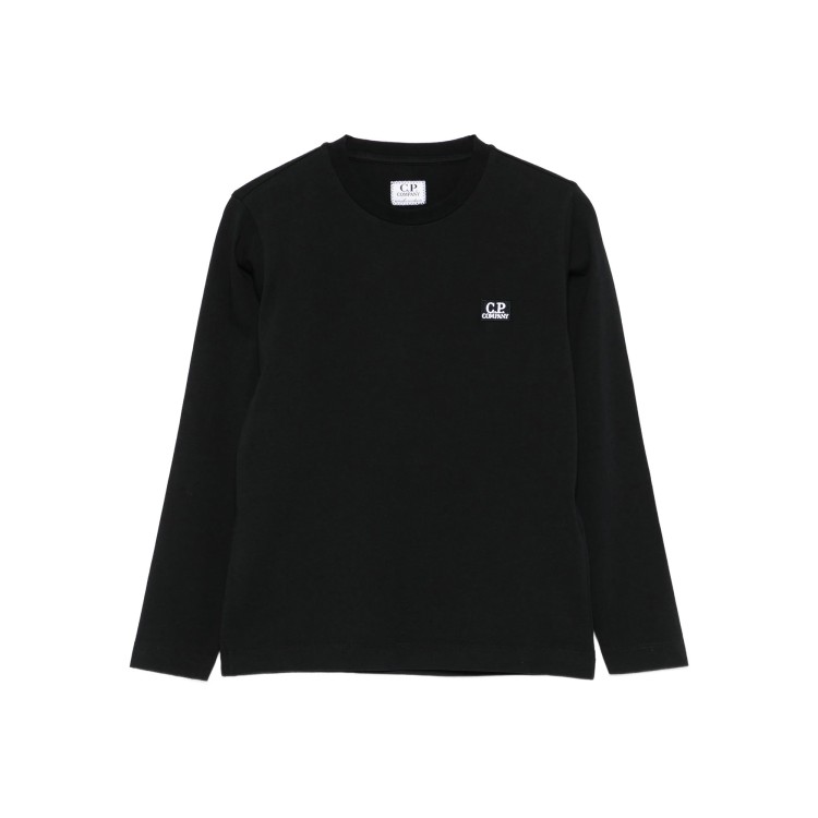 C.P. COMPANY T-shirt nera a maniche lunghe logo bambino