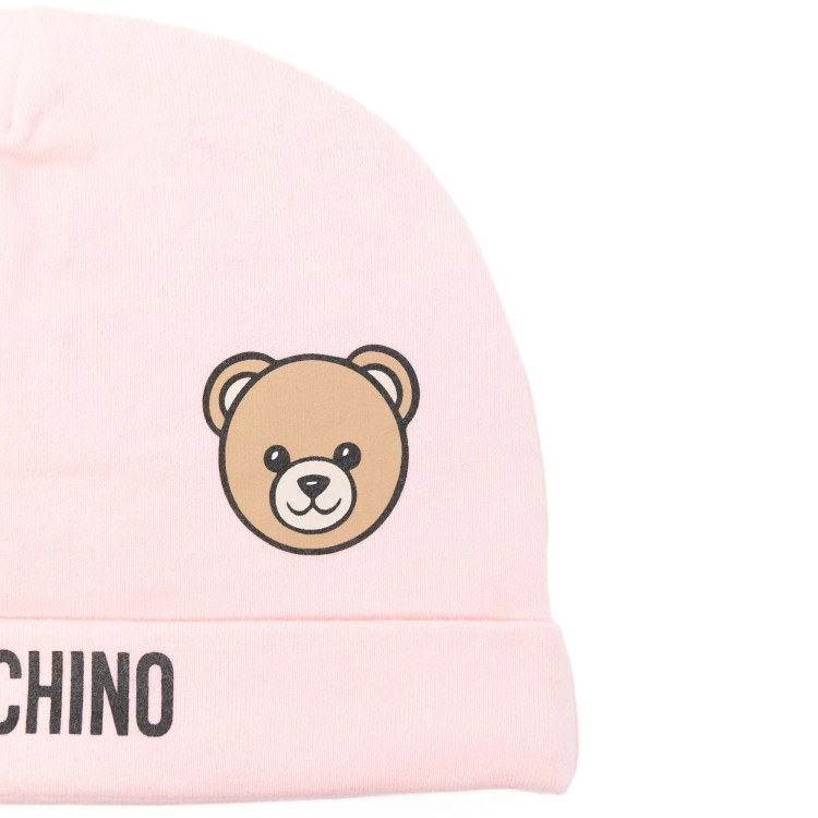 MOSCHINO Berretto rosa con logo e Teddy Bear neonata