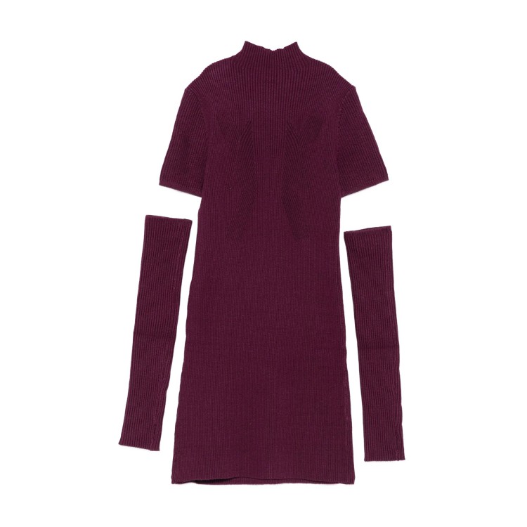 TWIN-SET Abito burgundy a coste collo alto bambina