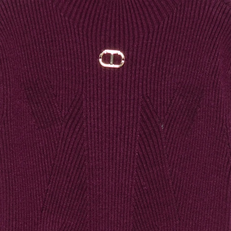 TWIN-SET Abito burgundy a coste collo alto bambina