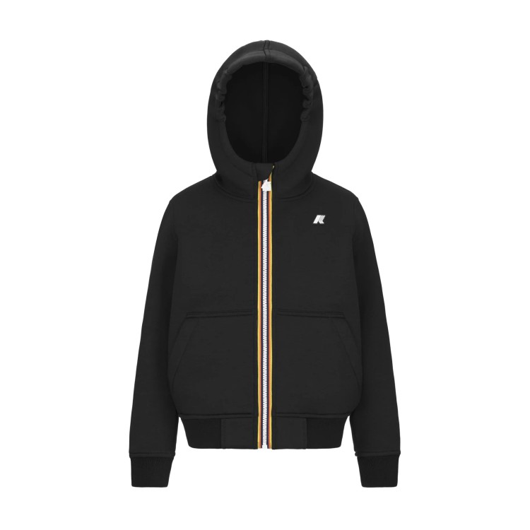 K-WAY Felpa nera full-zip con cappuccio bambini