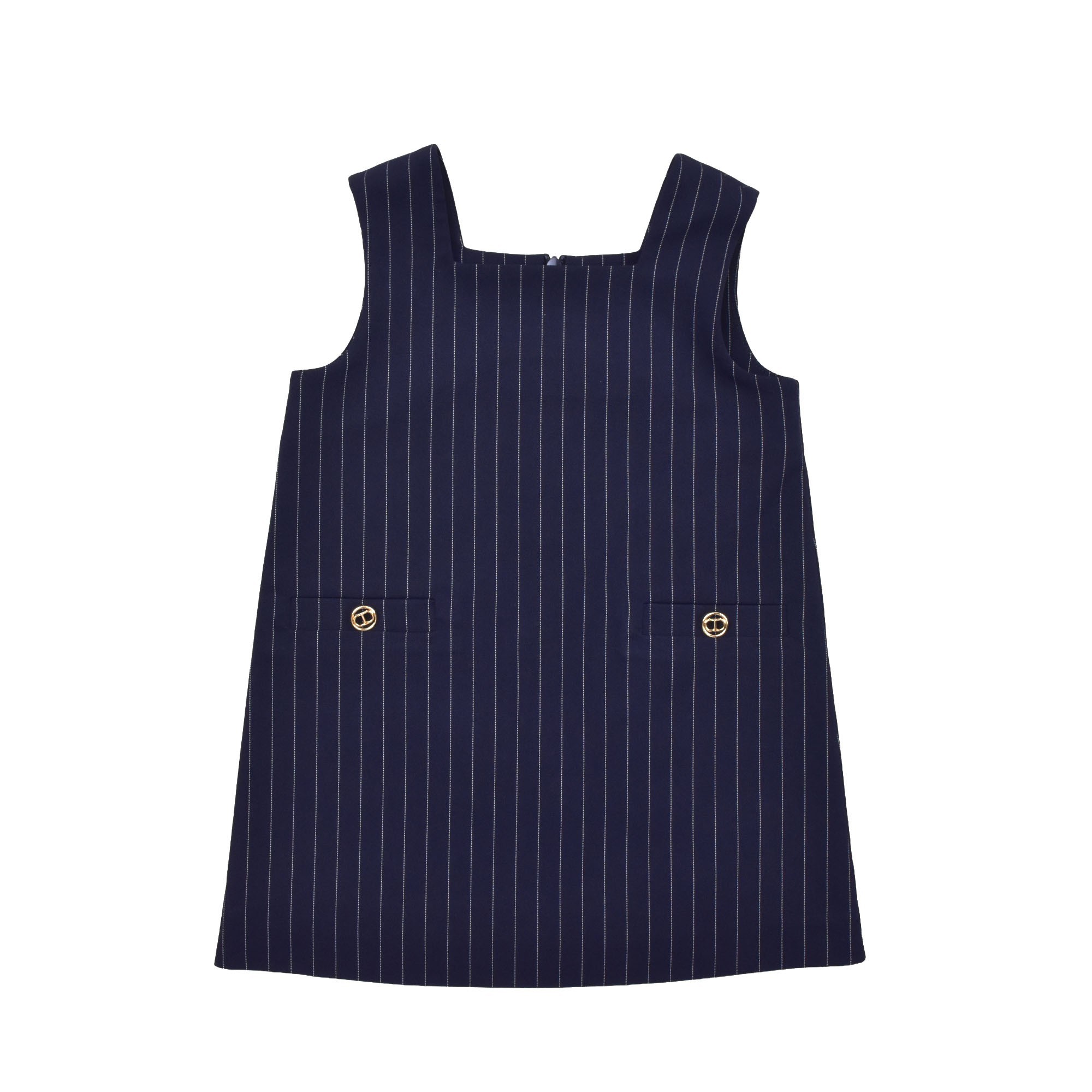 TWIN-SET Abito navy scamiciato gessato bambina