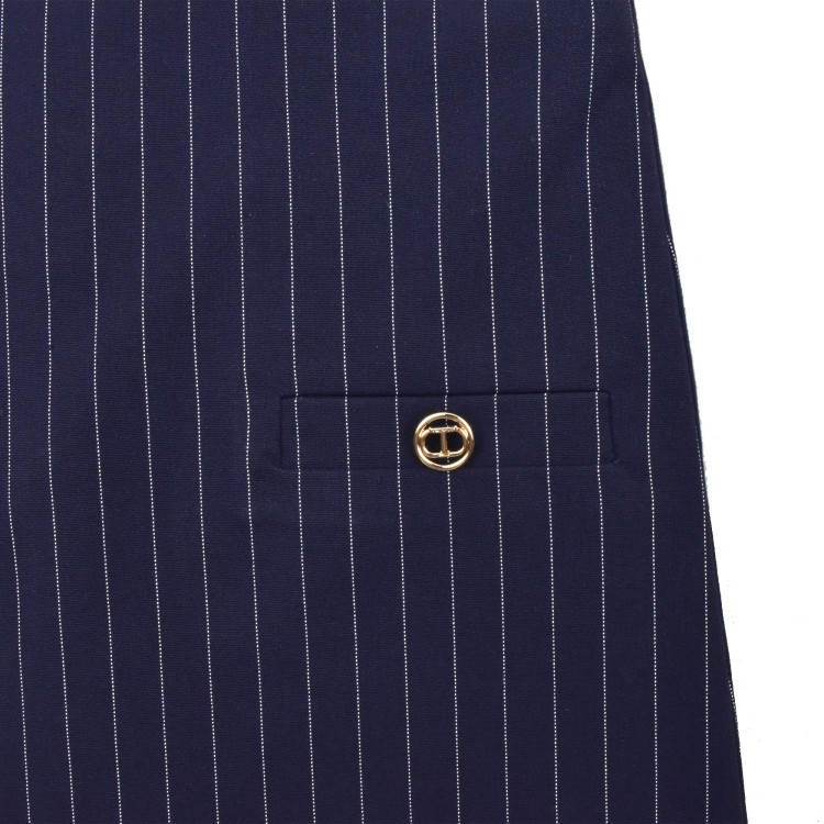 TWIN-SET Abito navy scamiciato gessato bambina