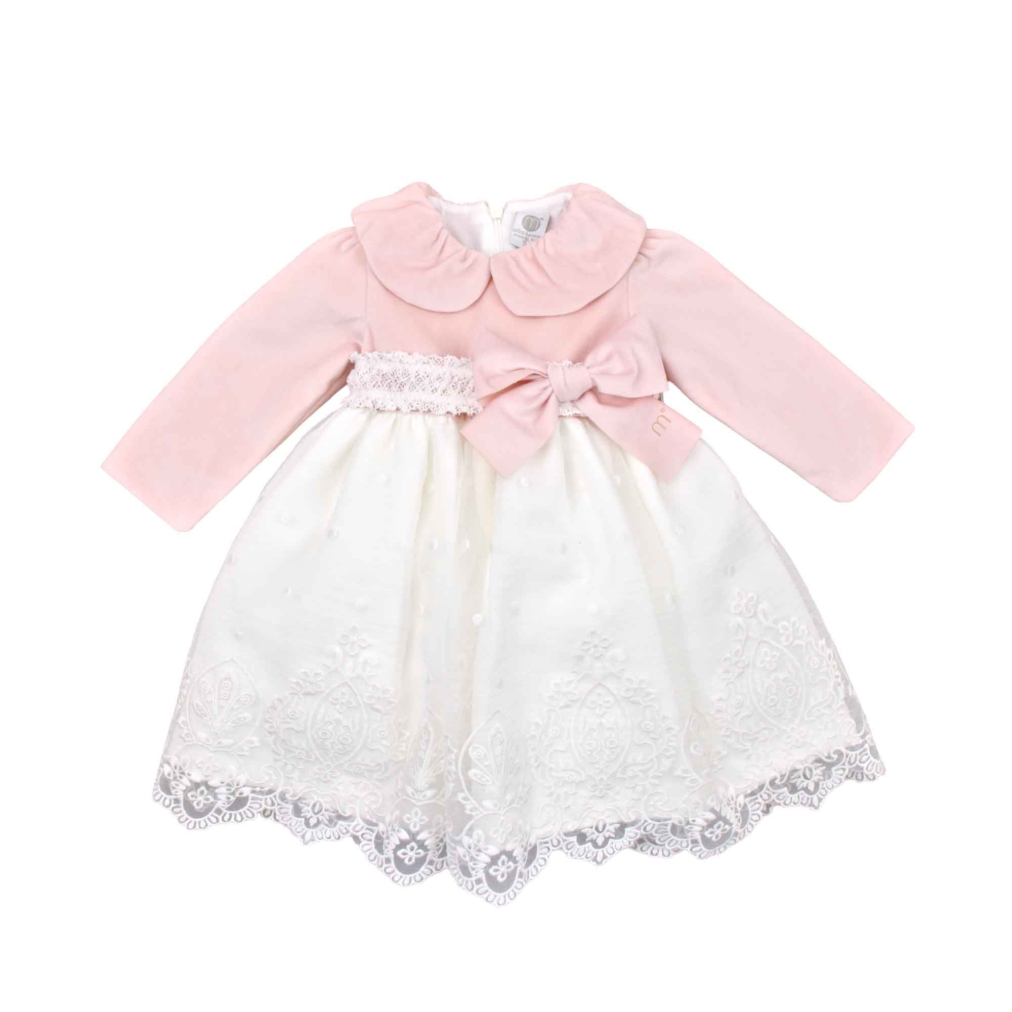 MARLU' Abitino bianco e rosa neonata