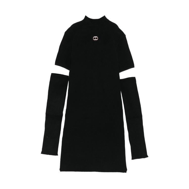 TWIN-SET Abito nero con manicotti bambina