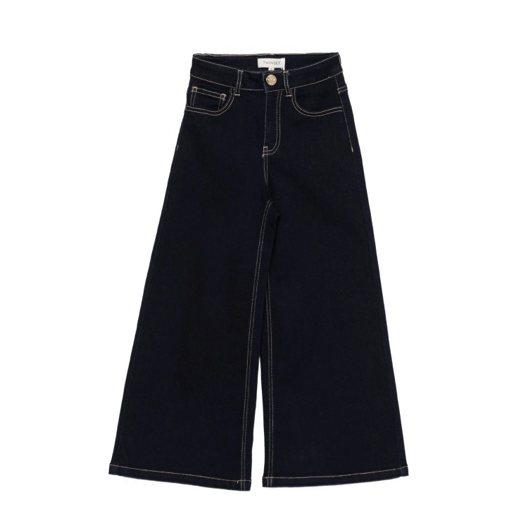 TWIN-SET Jeans blu wide leg bambina