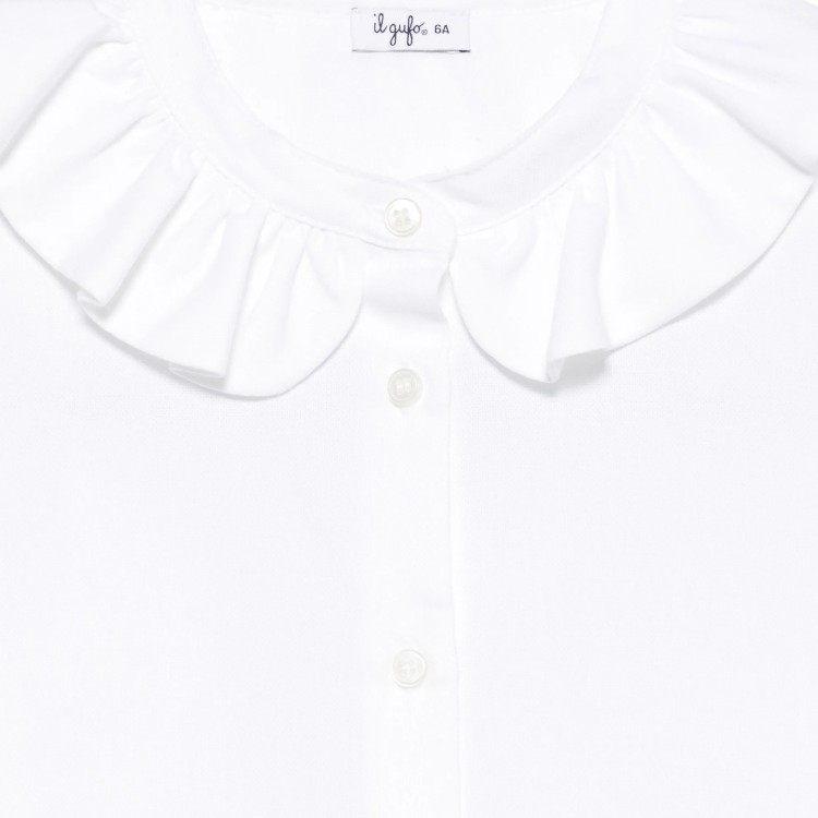 IL GUFO Camicia bianca con volant bambina