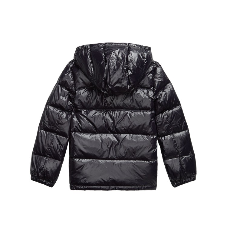 RALPH LAUREN Bomber nero lucido logo rosso bambina