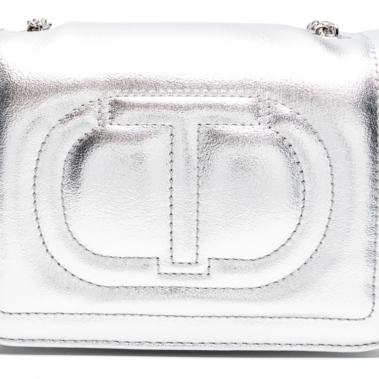 TWIN-SET Borsa argento a spalla con logo goffrato bambina