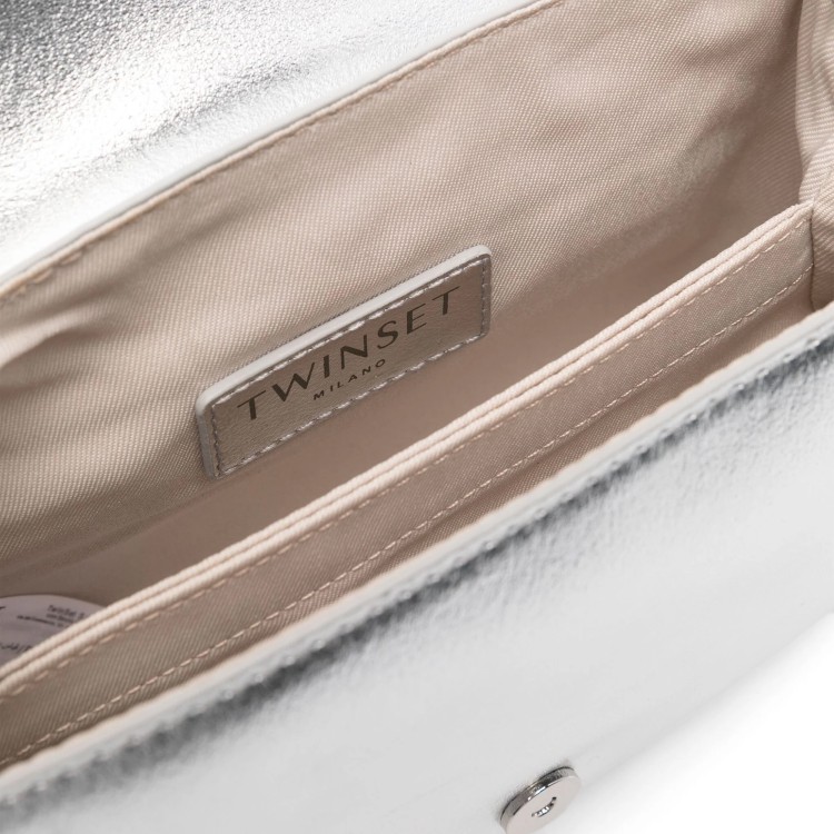 TWIN-SET Borsa argento a spalla con logo goffrato bambina
