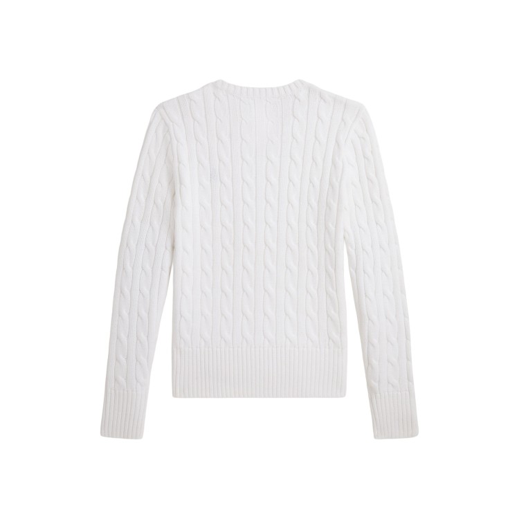 RALPH LAUREN Maglia bianca in cotone a trecce bambina