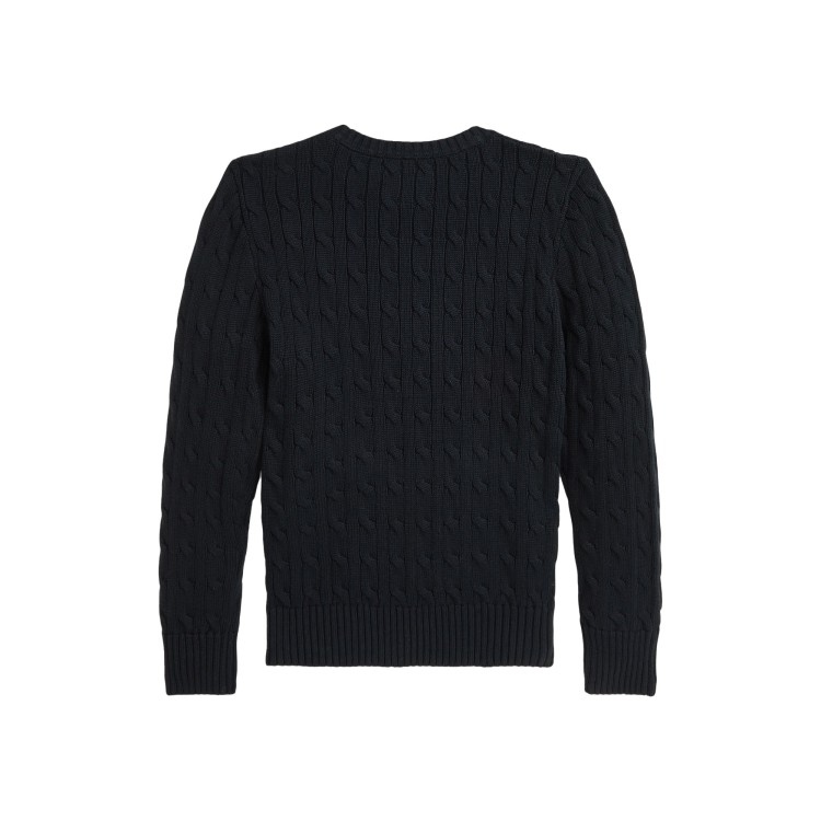 RALPH LAUREN Maglia navy in cotone a trecce bambina