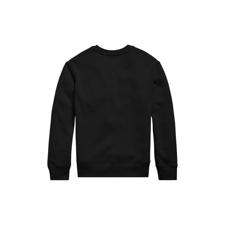 RALPH LAUREN Felpa nera girocollo con logo bambini