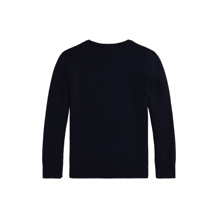 RALPH LAUREN Maglia navy con cagnolino intarsiato bambini