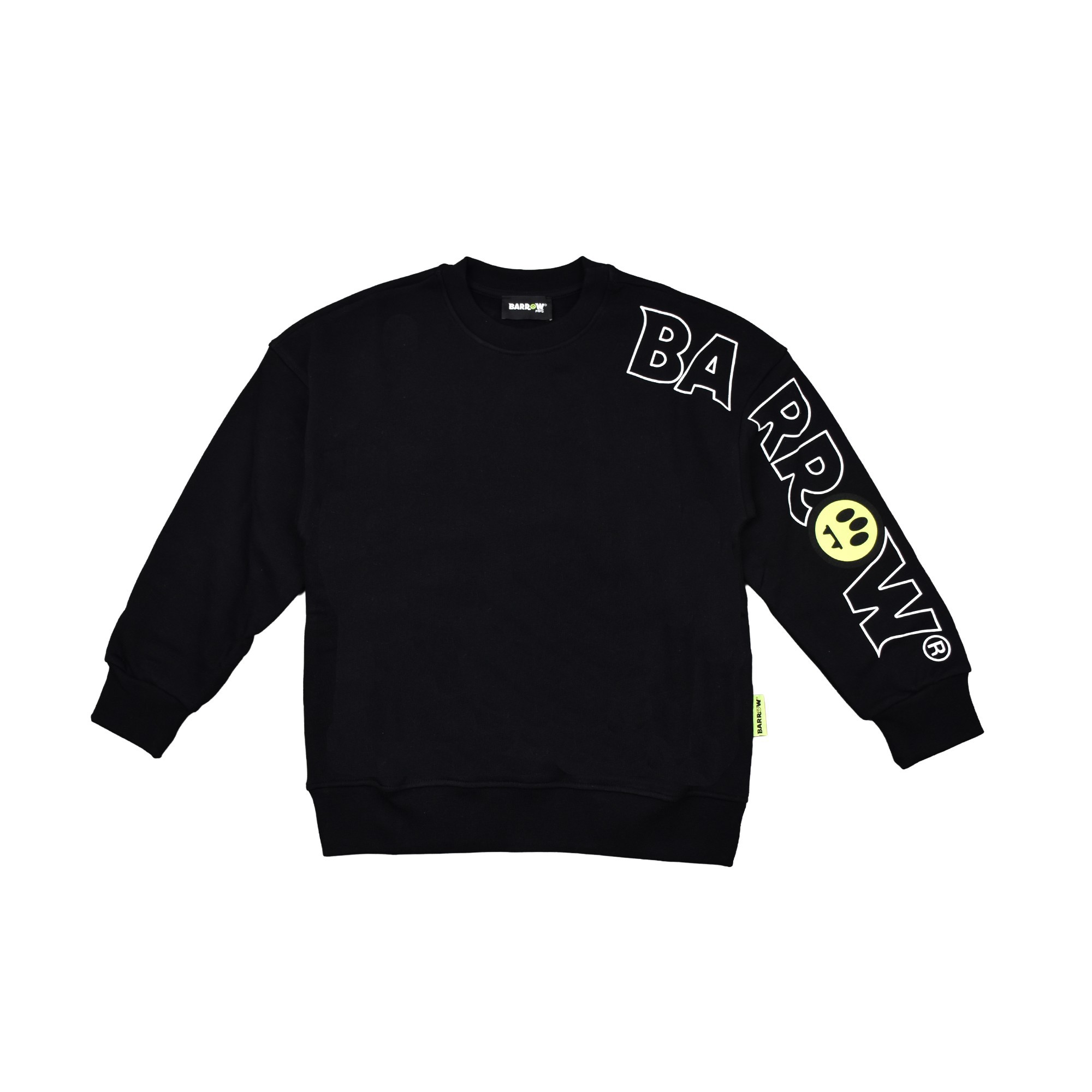 BARROW Felpa nera girocollo logo outline bambini