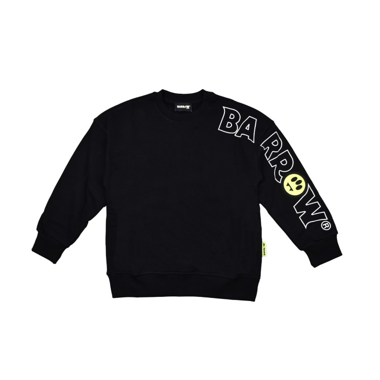 BARROW Felpa nera girocollo logo outline bambini