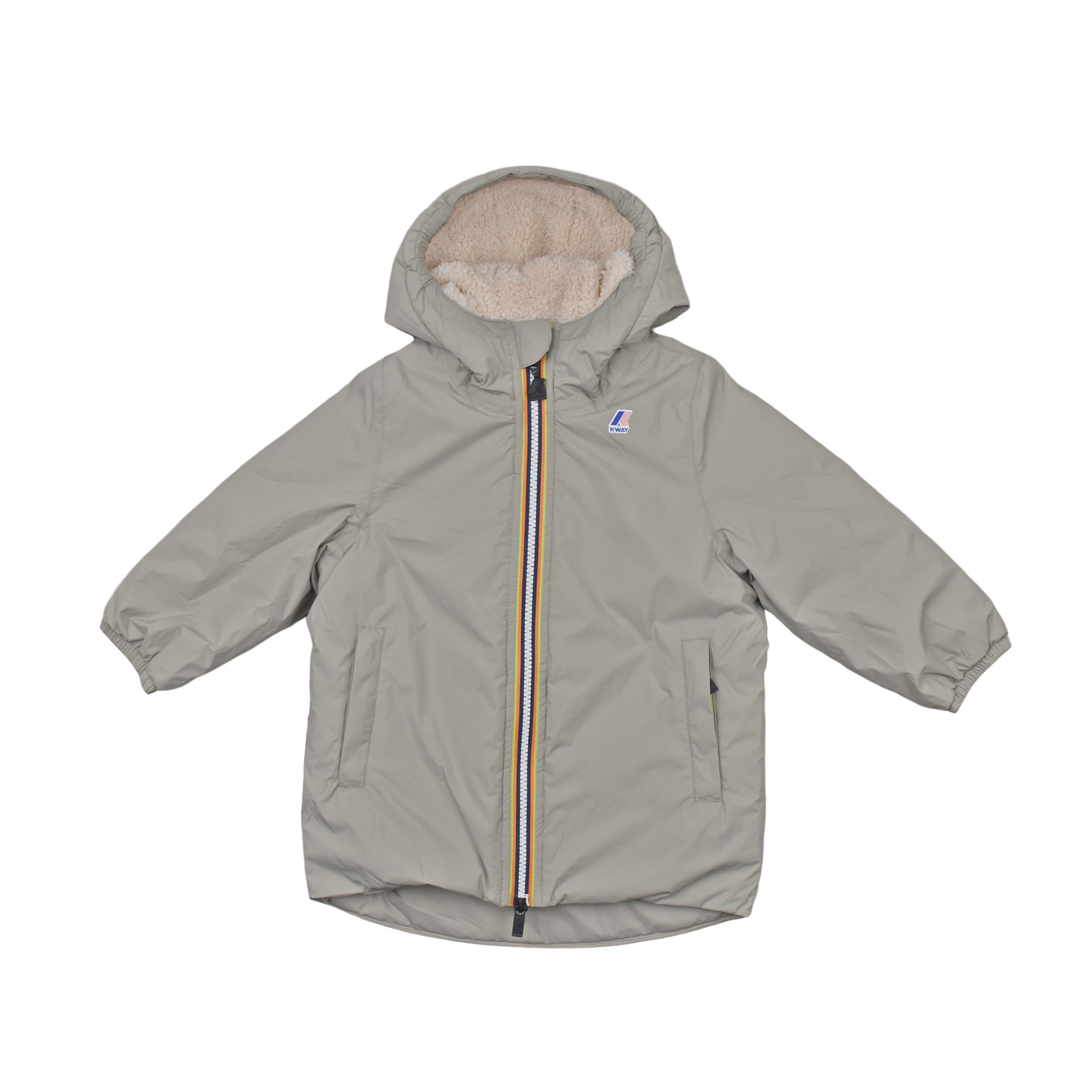K-WAY Giacca verde inserto teddy bambini