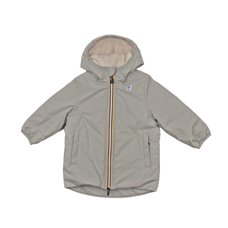 K-WAY Giacca verde inserto teddy bambini