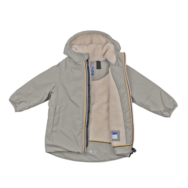 K-WAY Giacca verde inserto teddy bambini