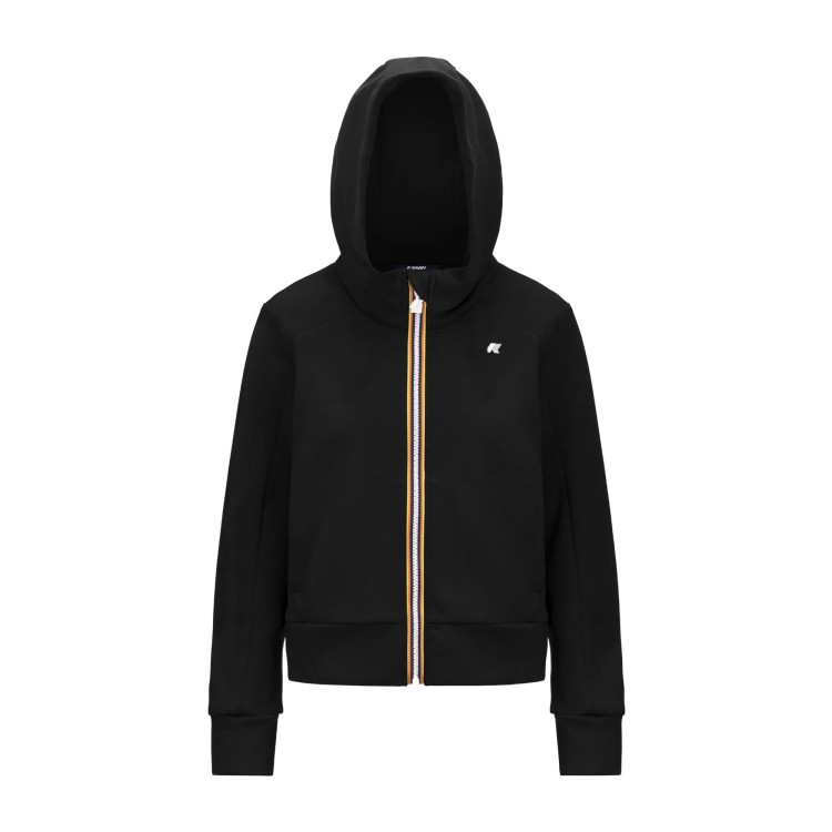 K-WAY Felpa nera full-zip con cappuccio bambina