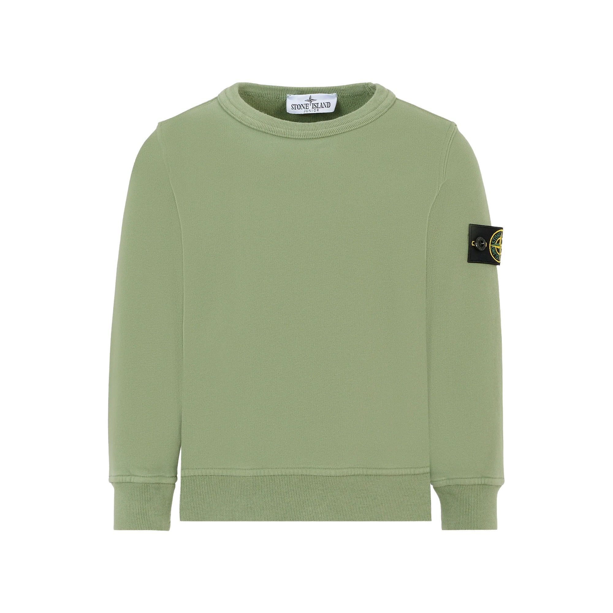 STONE ISLAND Felpa salvia girocollo con patch bambini