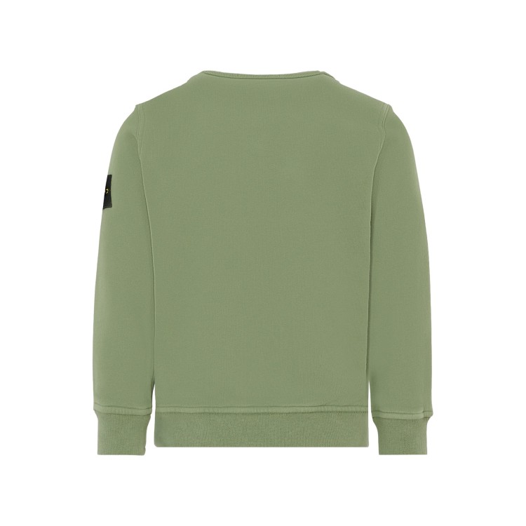 STONE ISLAND Felpa salvia girocollo con patch bambini